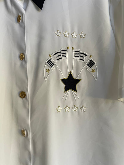 Vintage White Embroidered Blouse With Golden Buttons — additional view 11