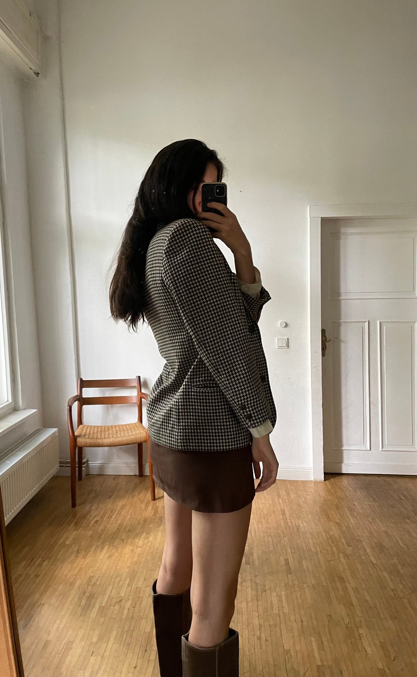 Vintage Brown Houndstooth Blazer — additional view 6
