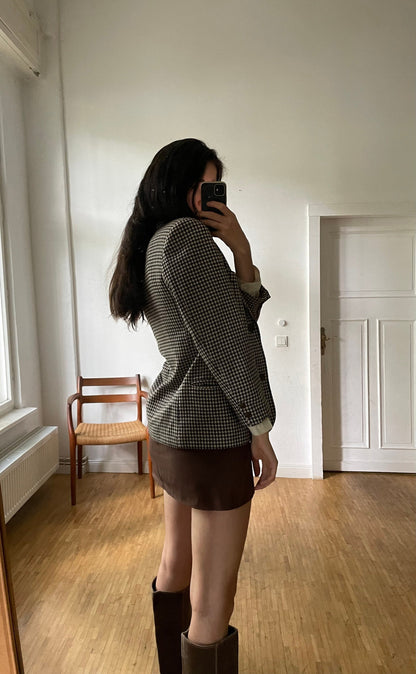 Vintage Brown Houndstooth Blazer — additional view 6