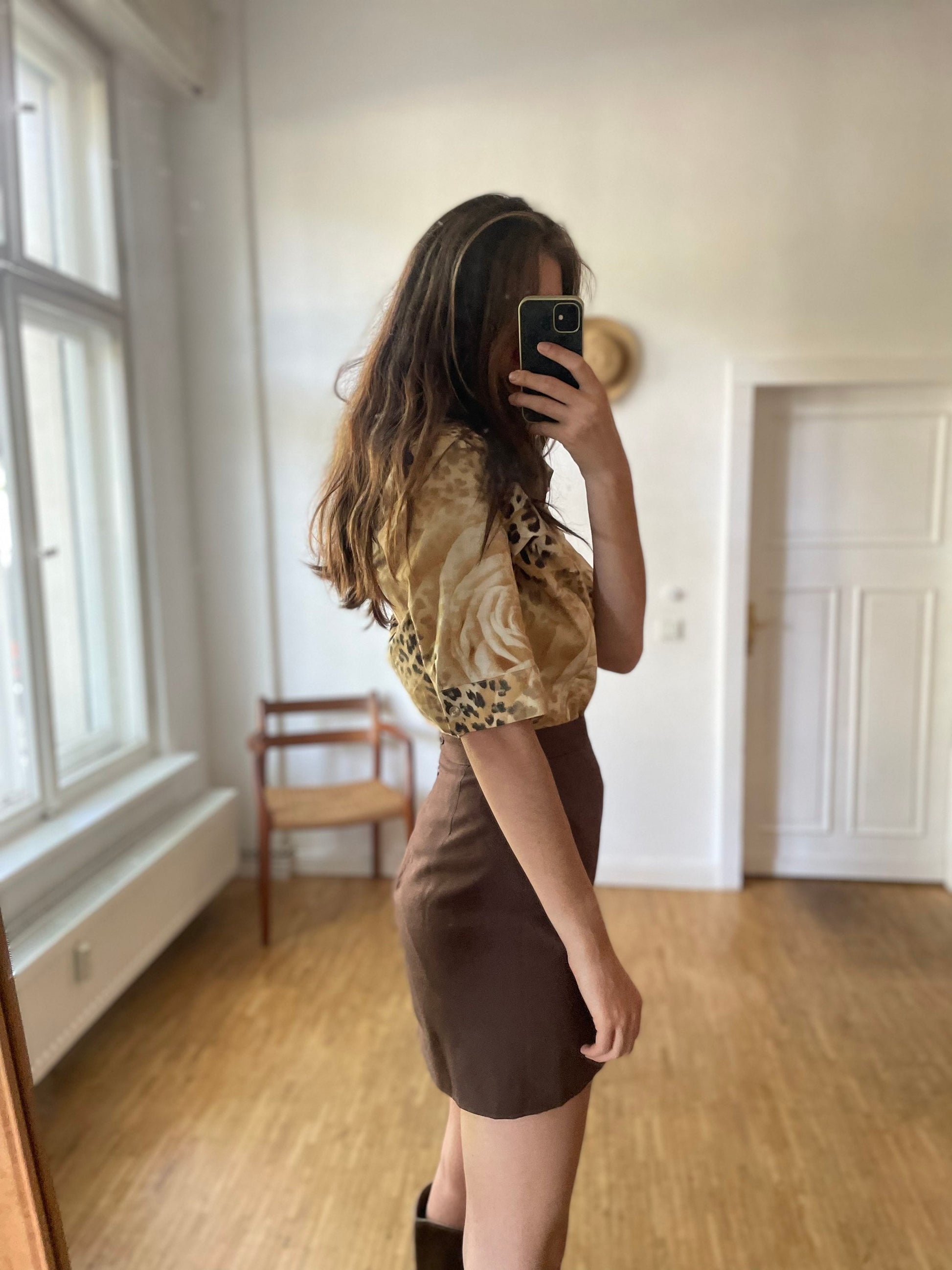 Vintage leopard pattern floral women's blouse, 80s patterned retro shirt, floral button up shirt, Vintage romantic top, Panther shirt