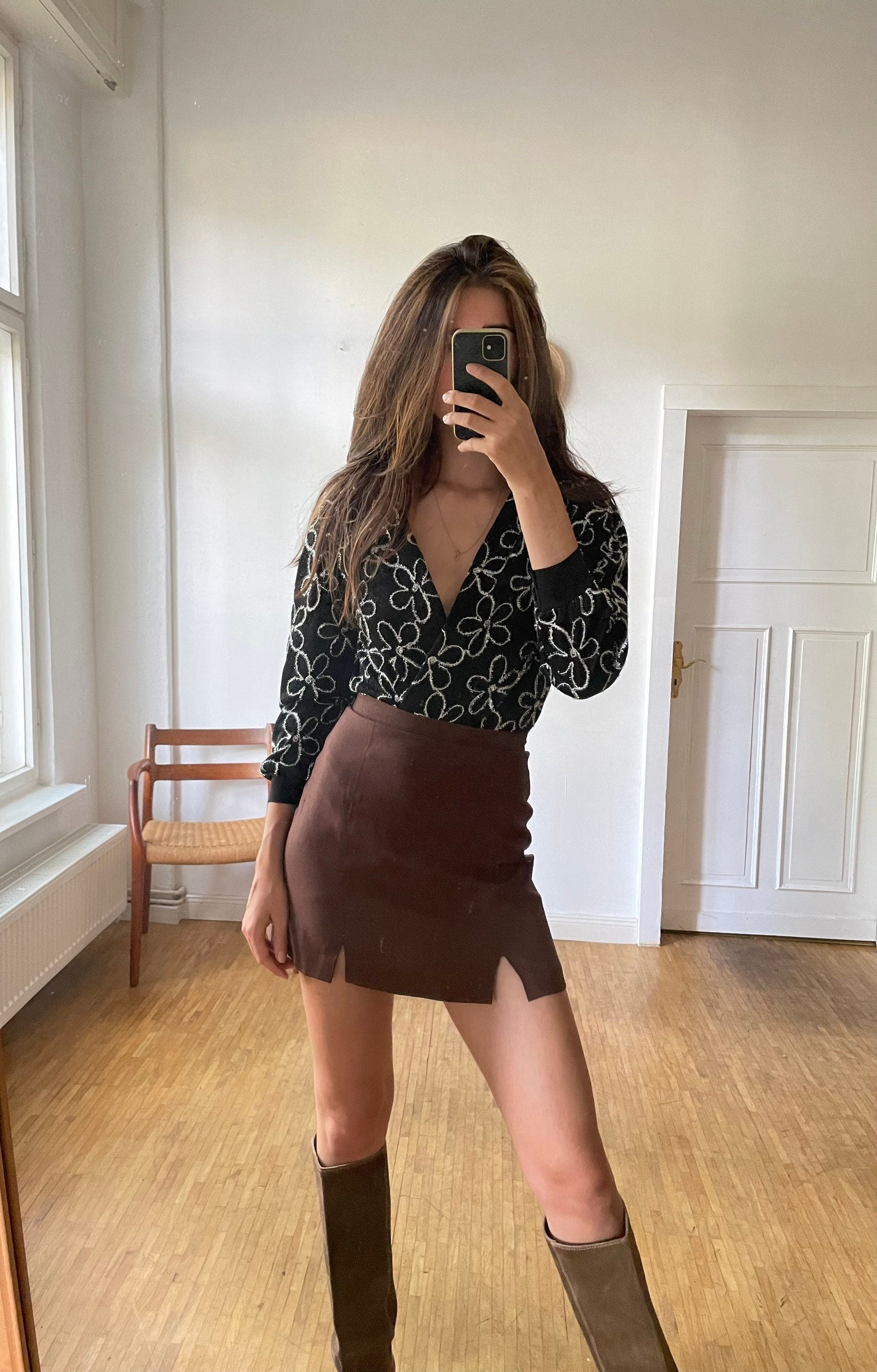 Vintage glitter floral leotard bodysuit 80s Italy disco glam black sparkle long sleeve top Paris clubwear Dua Lipa festival party XS