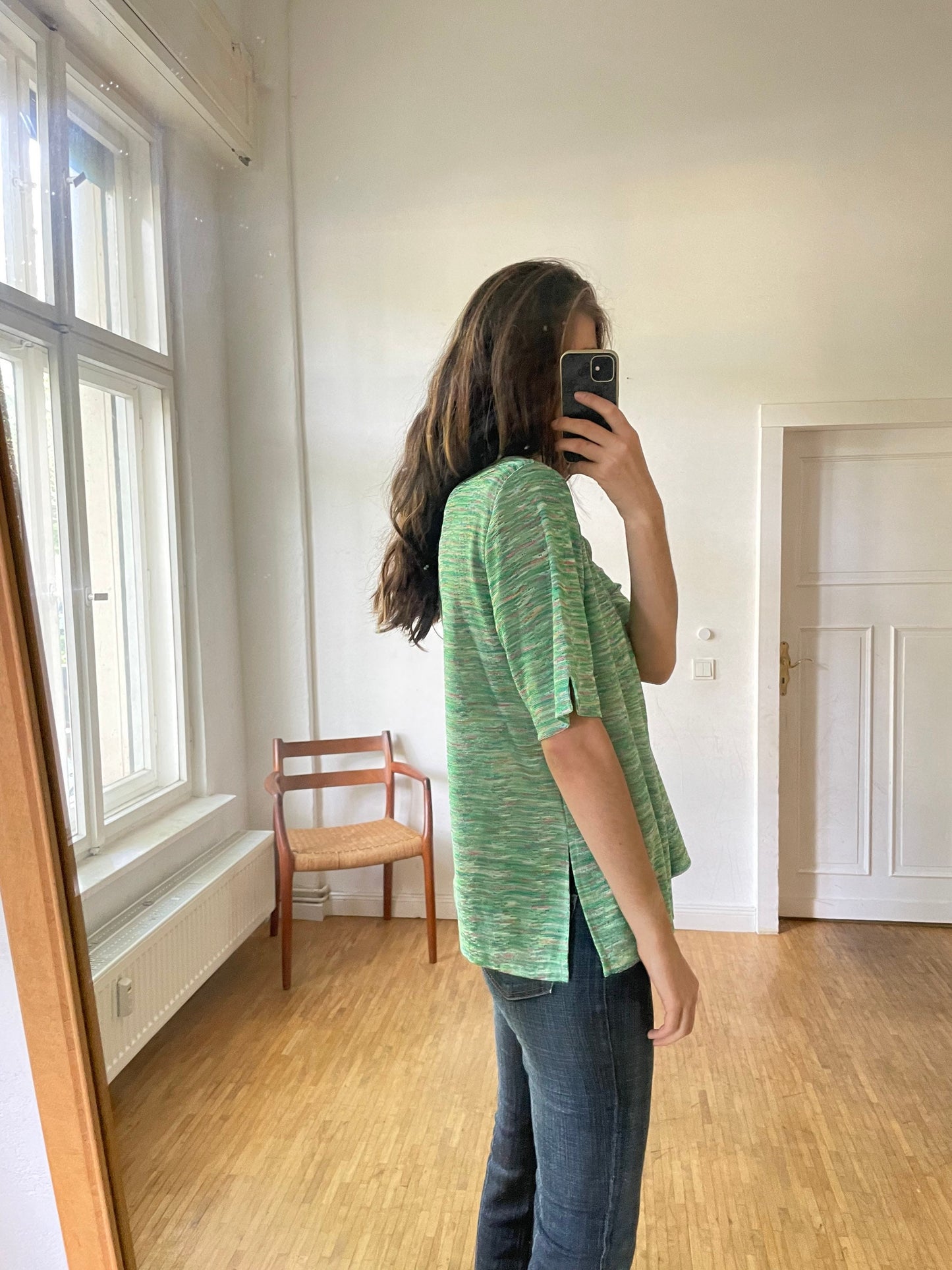 Vintage Green Tropical Summer Blouse, 80s Sheer Short Sleeve Feminine Shirt, Glittery Button-Up, Removable Padded Shoulders, M-L