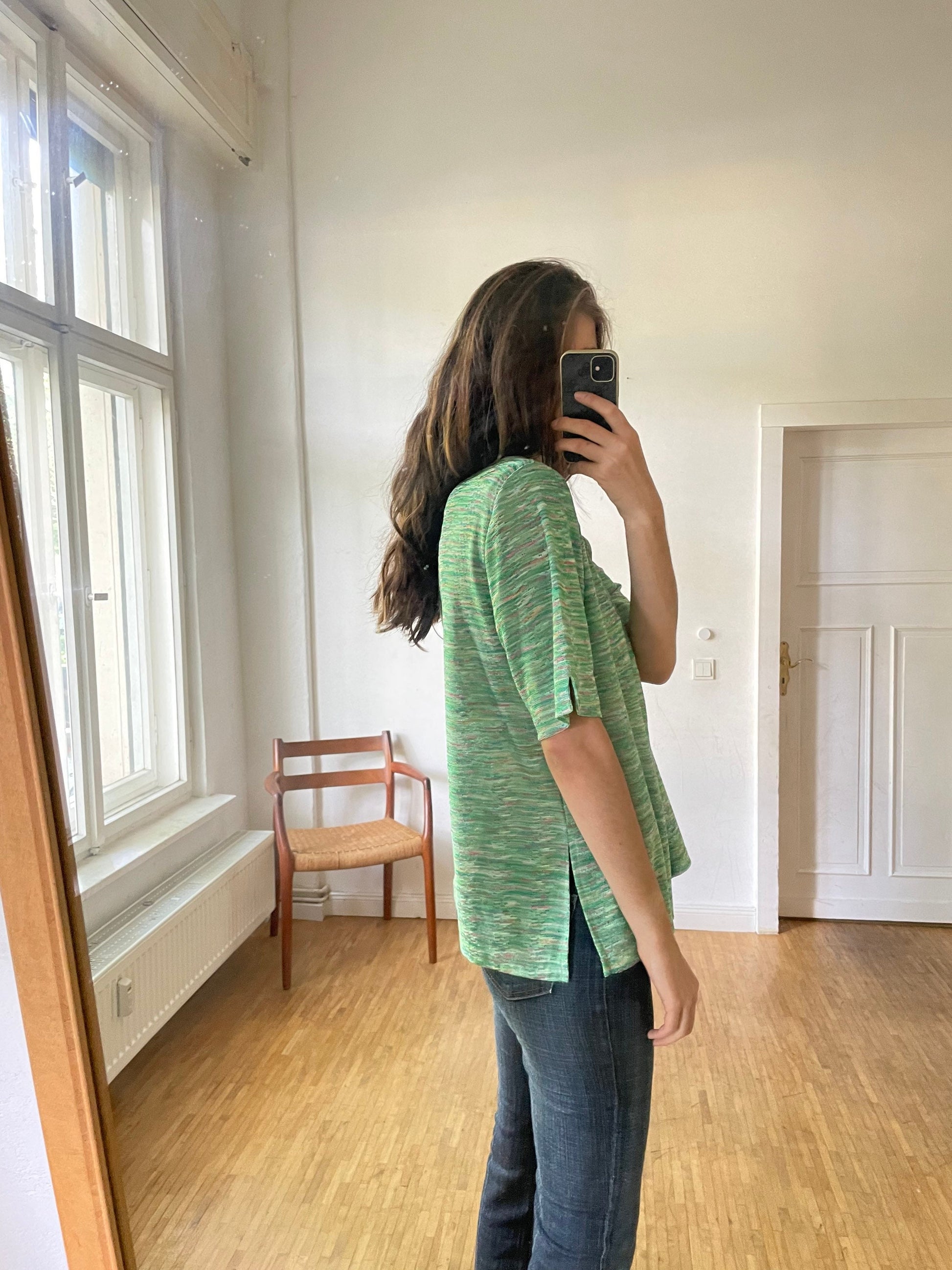 Vintage Green Tropical Summer Blouse, 80s Sheer Short Sleeve Feminine Shirt, Glittery Button-Up, Removable Padded Shoulders, M-L