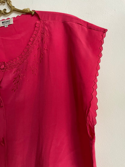 Magenta Pink Silk Blouse — additional view 9