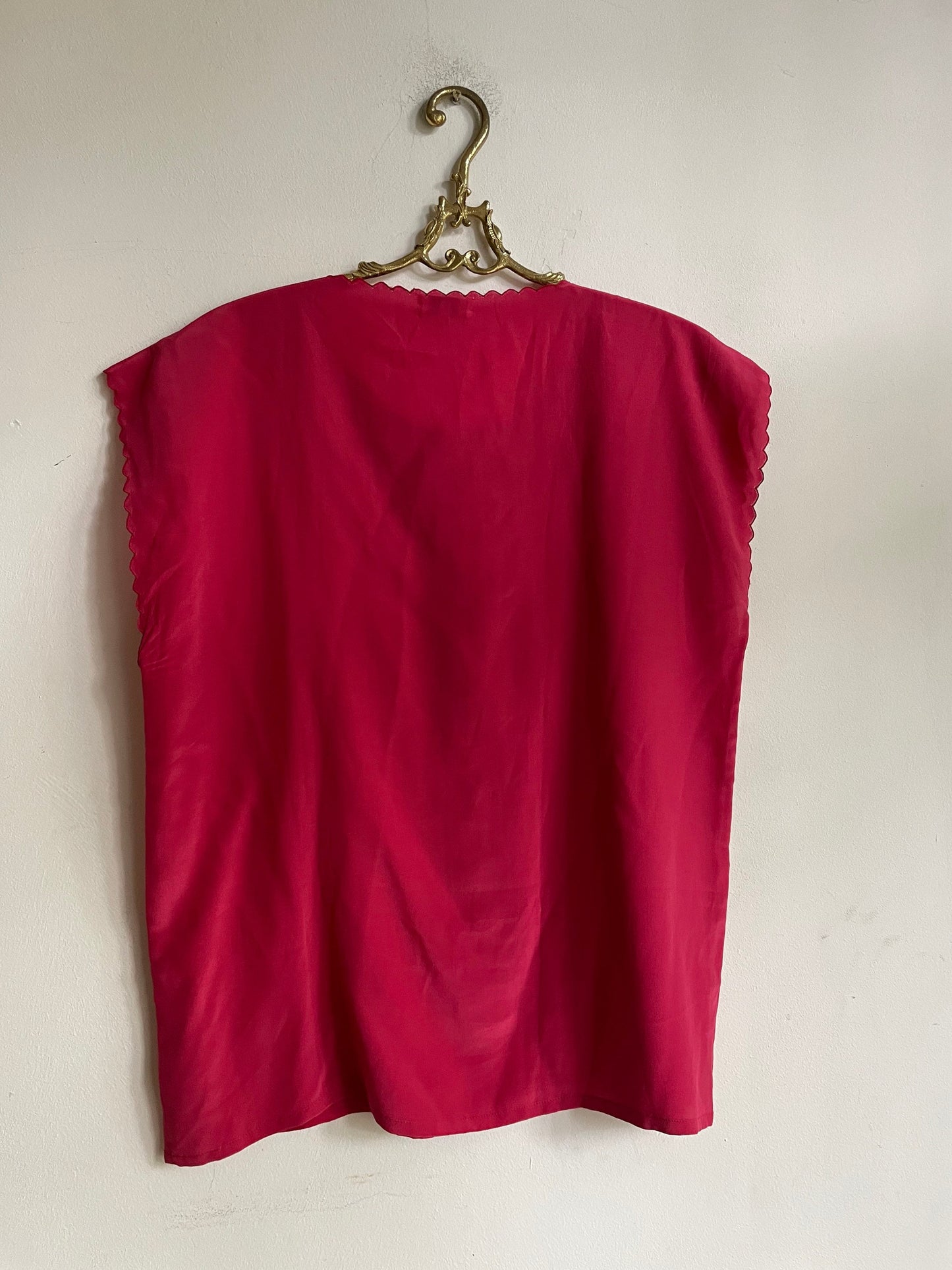 Magenta pink Silk woman blouse in Magenta, Vintage Romantic high quality button up shirt, Sexy summer shirt, Pink camisole,