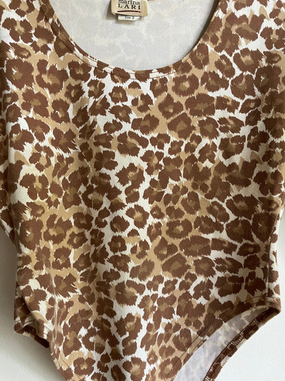 Vintage Leopard Print Bodysuit 90s Stretch Clubwear