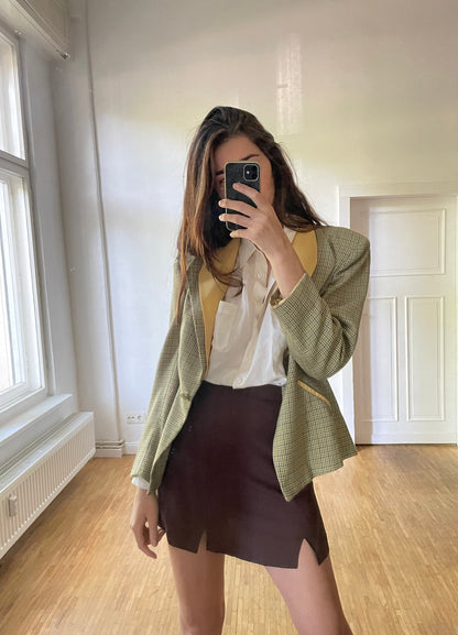 Vintage Yellow Wool Plaid Blazer — additional view 8