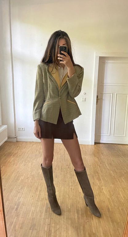 Vintage Yellow Wool Plaid Blazer — additional view 6