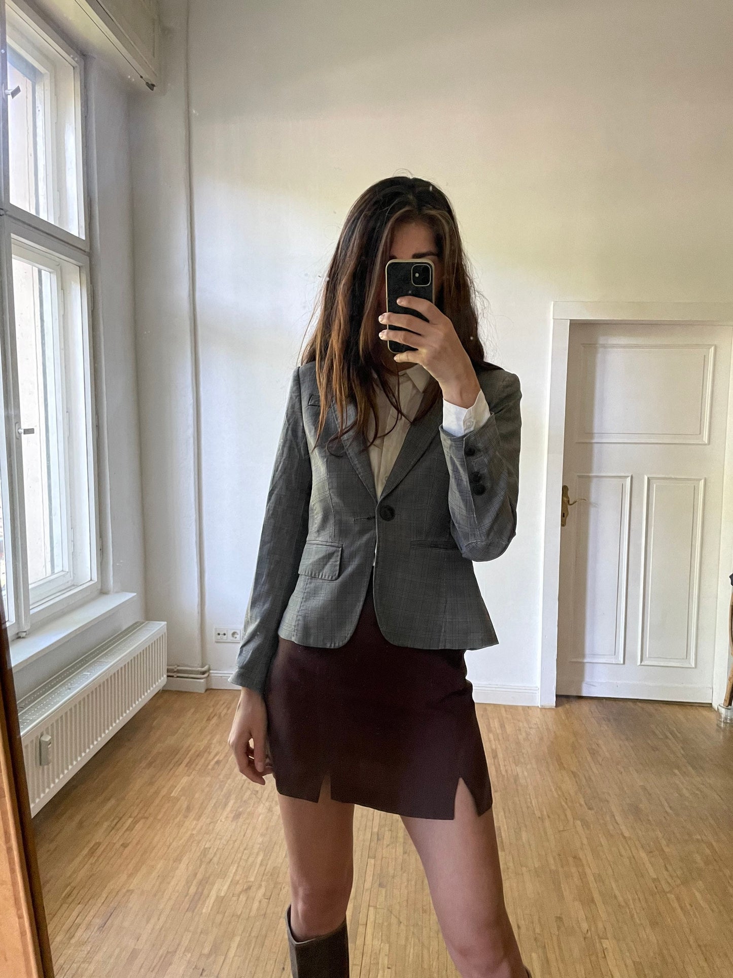 Marc Cain blazer, Grey short formal blazer jacket, Classic blazer, Summer blazer, Grey colour, Designer clothing, S