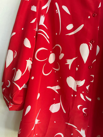 Vintage Frill Blouse in Red with Puff Sleeves — additional view 5