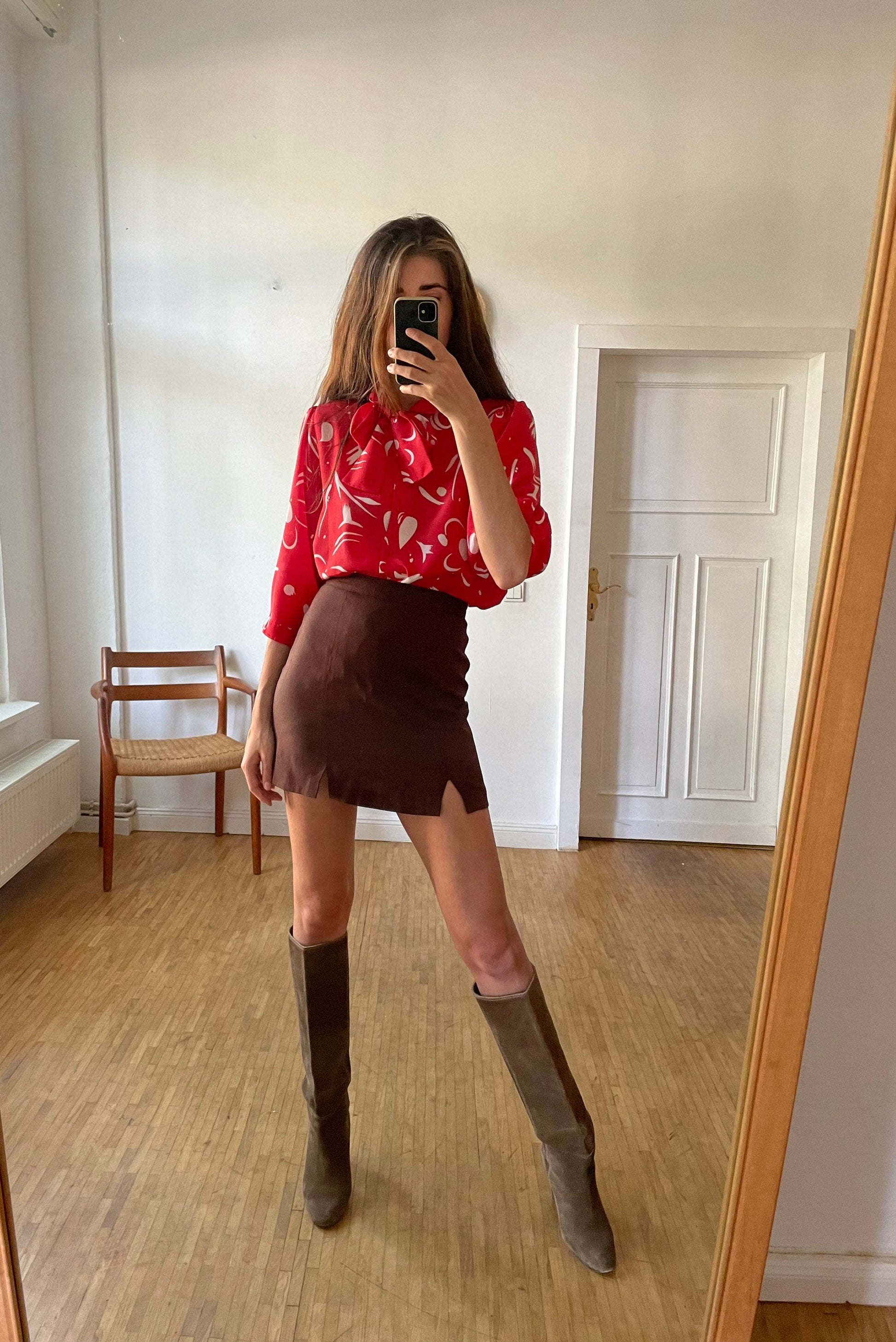 Redd secretary frill blouse, 80s does 60s, Puff sleeve retro women shirt, cute summer top, Half sleeve button up, Feminine shirt