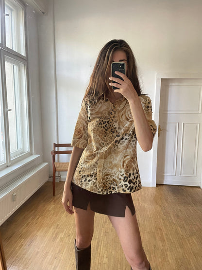Vintage Floral Leopard Pattern Blouse — additional view 6