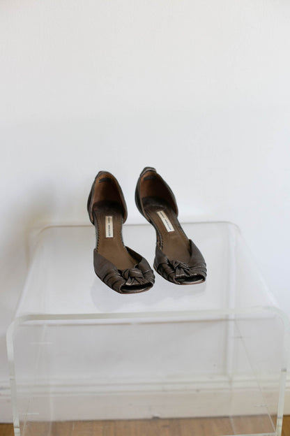 Vintage Pedro Miralles Bronze Metallic Heels — back view