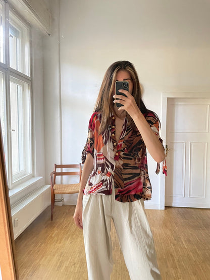 80s Vintage Safari Animal Print Blouse — additional view 5