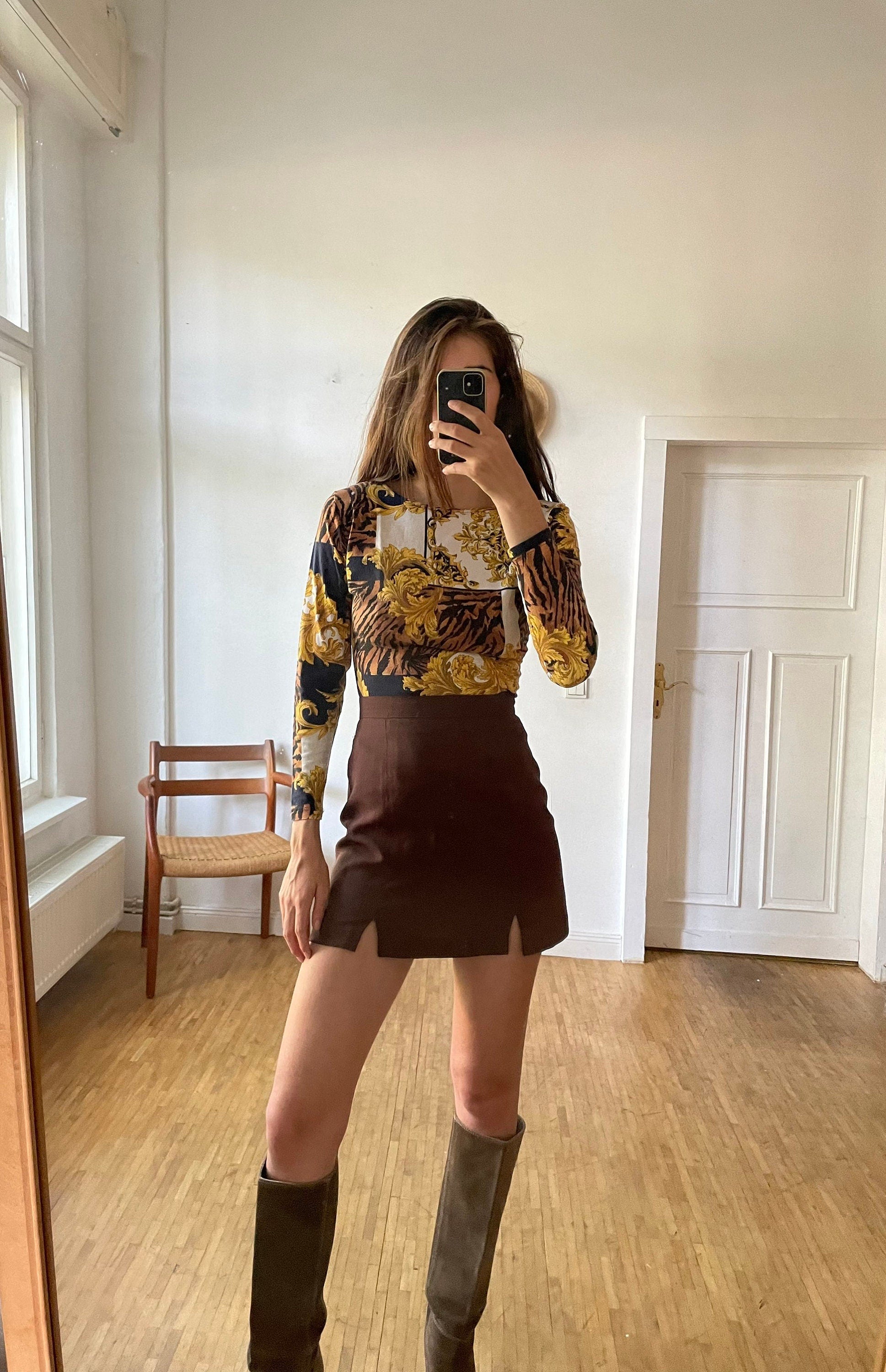Vintage Baroque bodysuit, Retro long sleeve woman once piece, Dance clothing for women, Tiger print body