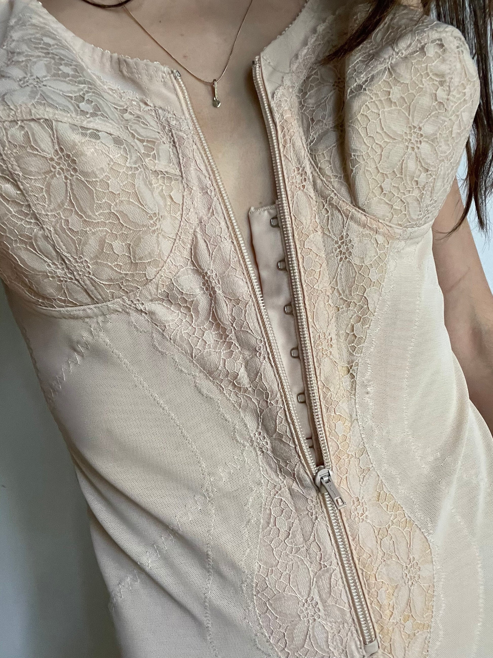 Vintage bustier bodysuit, Pinup girl lingerie, Vintage lingerie, C Cup bodysuit, Beige Lingerie