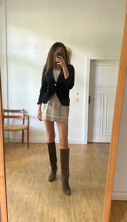 Dark Blue Velvet Women's Blazer — additional view 5