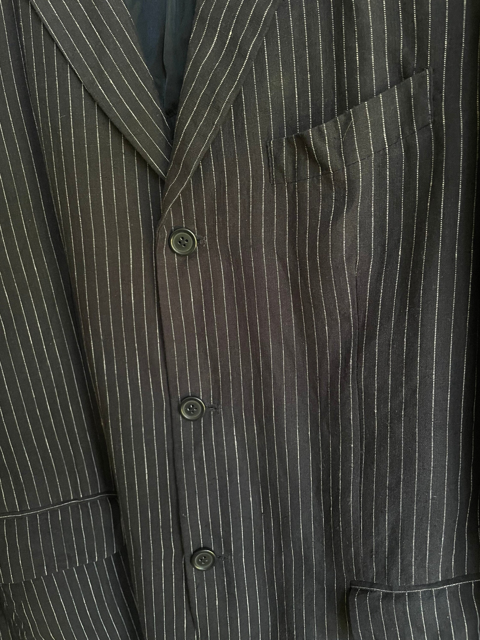 Navy blue pin stripe blazer jacket, Vintage smart jacket, Dark Academia blazer, Girlboss clothing, Emily in Paris blazer, Oversized coat