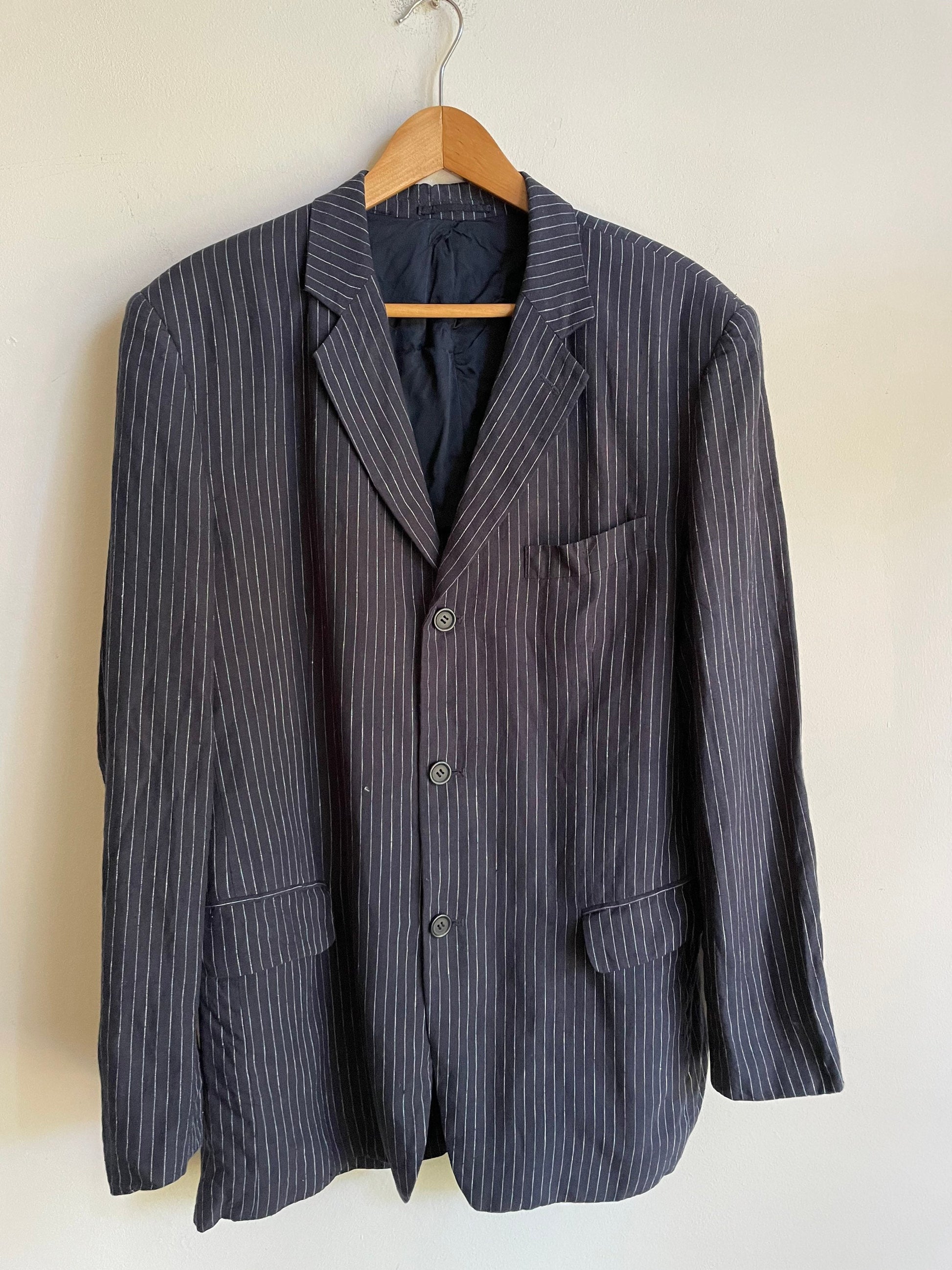 Navy Blue Pinstripe Vintage Blazer — additional view 10