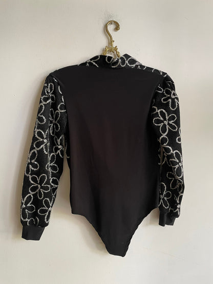 80s Vintage Glitter Floral Leotard — additional view 10