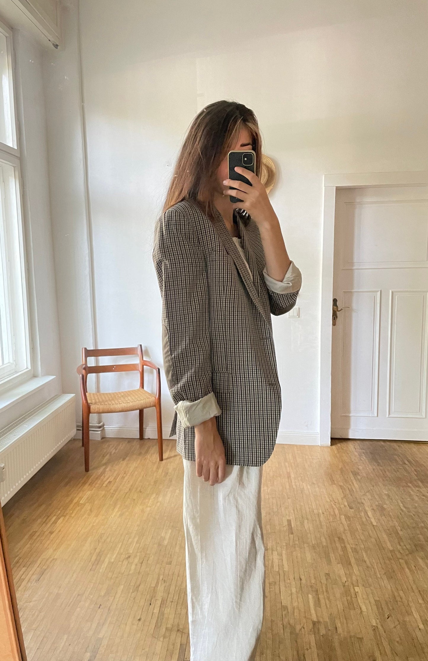 Vintage Drykorn Blazer – Brown Beige Plaid – Academia Unisex Style