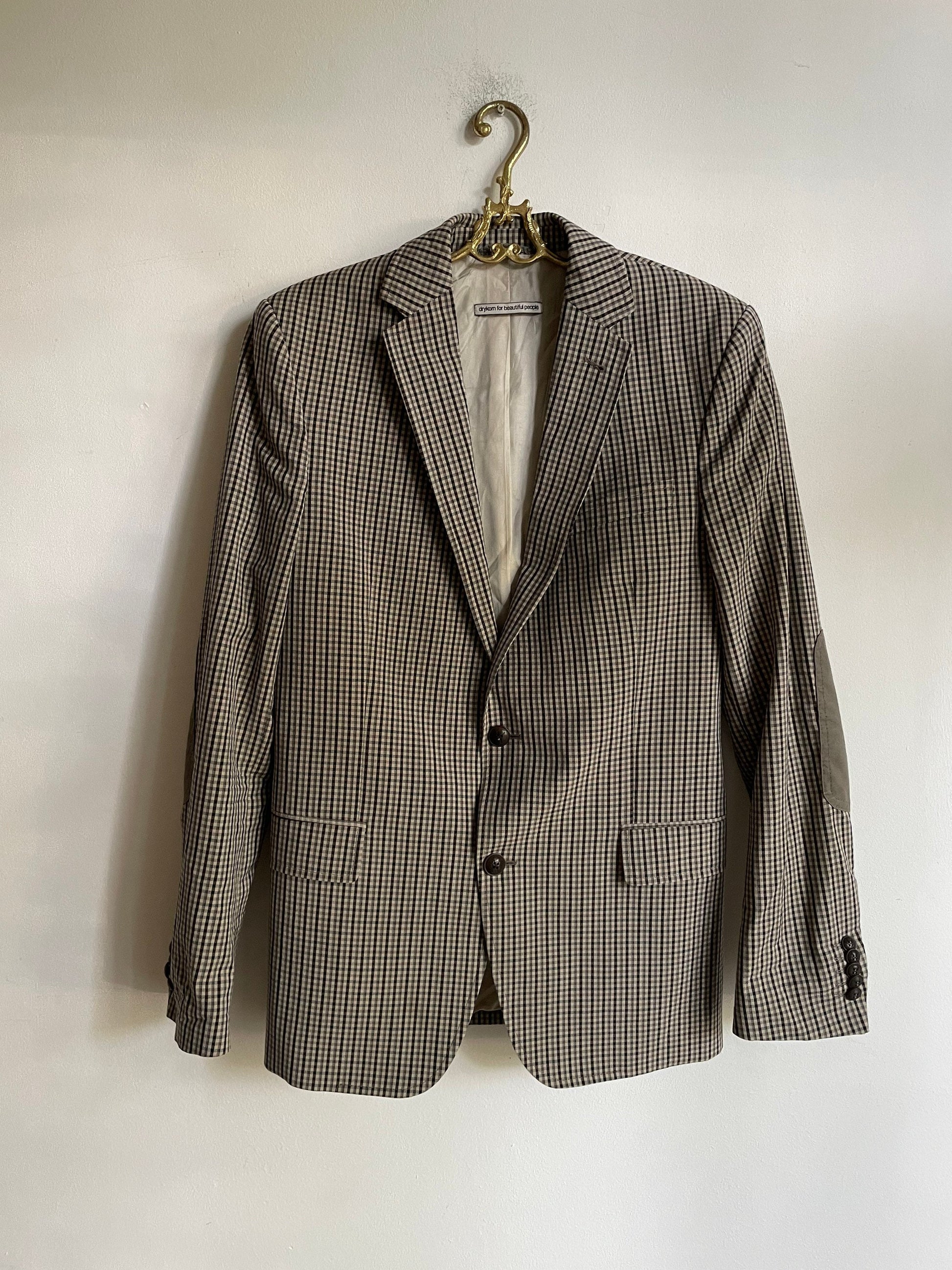 Vintage Drykorn Blazer – Brown Beige Plaid – Academia Unisex Style