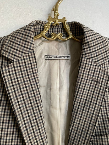 Vintage Drykorn Plaid Blazer In Brown Beige — additional view 10
