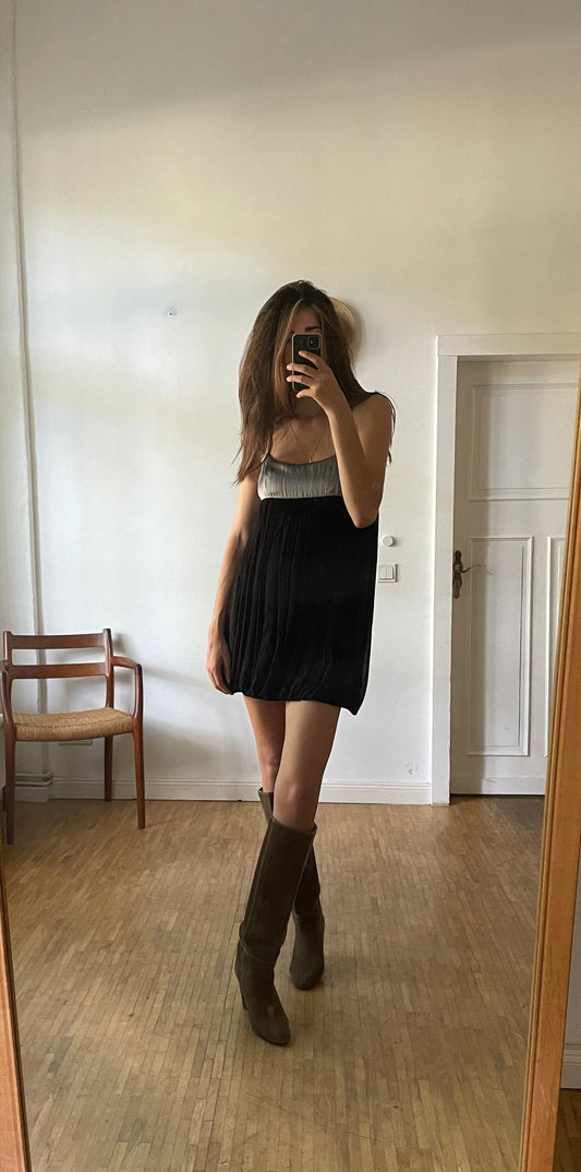 Sweet black and silver formal bubble dress, Short y2k dress, NYE party dress, Minimalist black dress, LBD, Little black dress, short dress