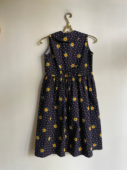Vintage Floral Blue Dress For Girls — back view