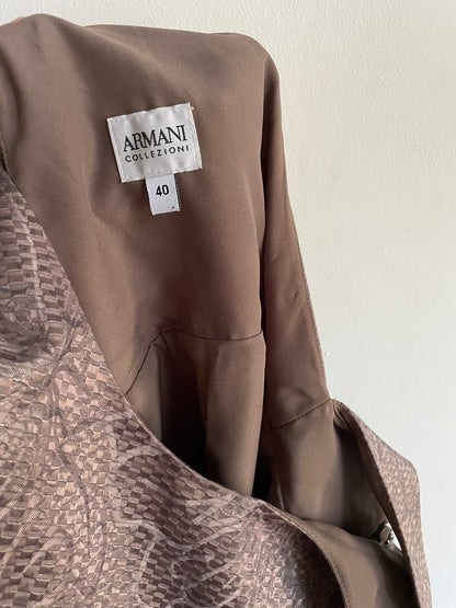 Bronze Vintage Armani Midi Dress, 100 Polyester Formal Wear