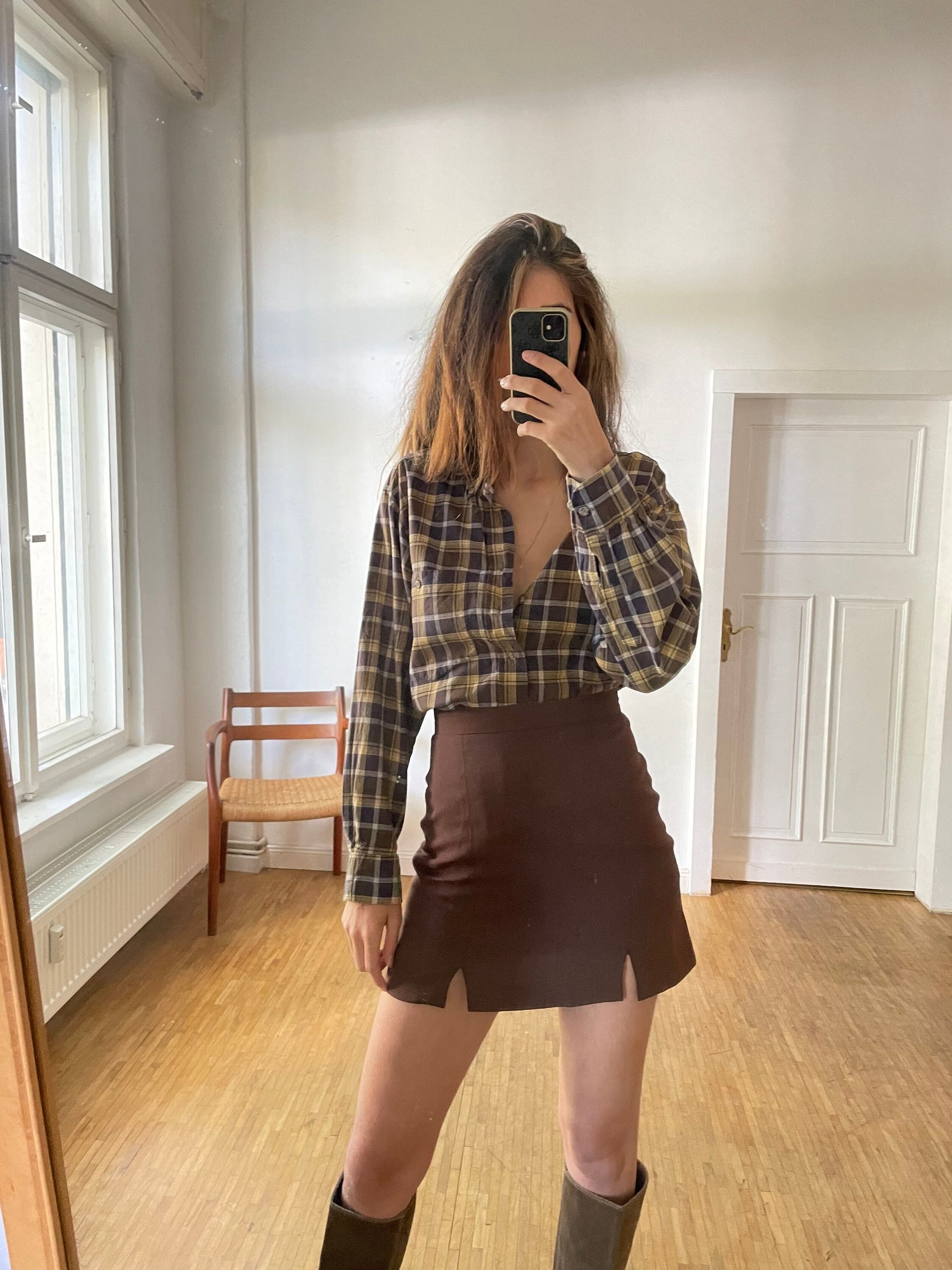 Retro checkered button up shirt, Plaid oversized Vintage lumberjack shirt, Comfortable long painter clothing, School outfit