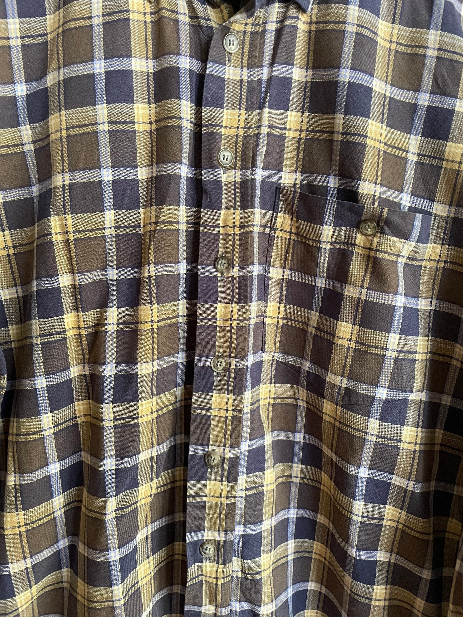 Retro checkered button up shirt, Plaid oversized Vintage lumberjack shirt, Comfortable long painter clothing, School outfit