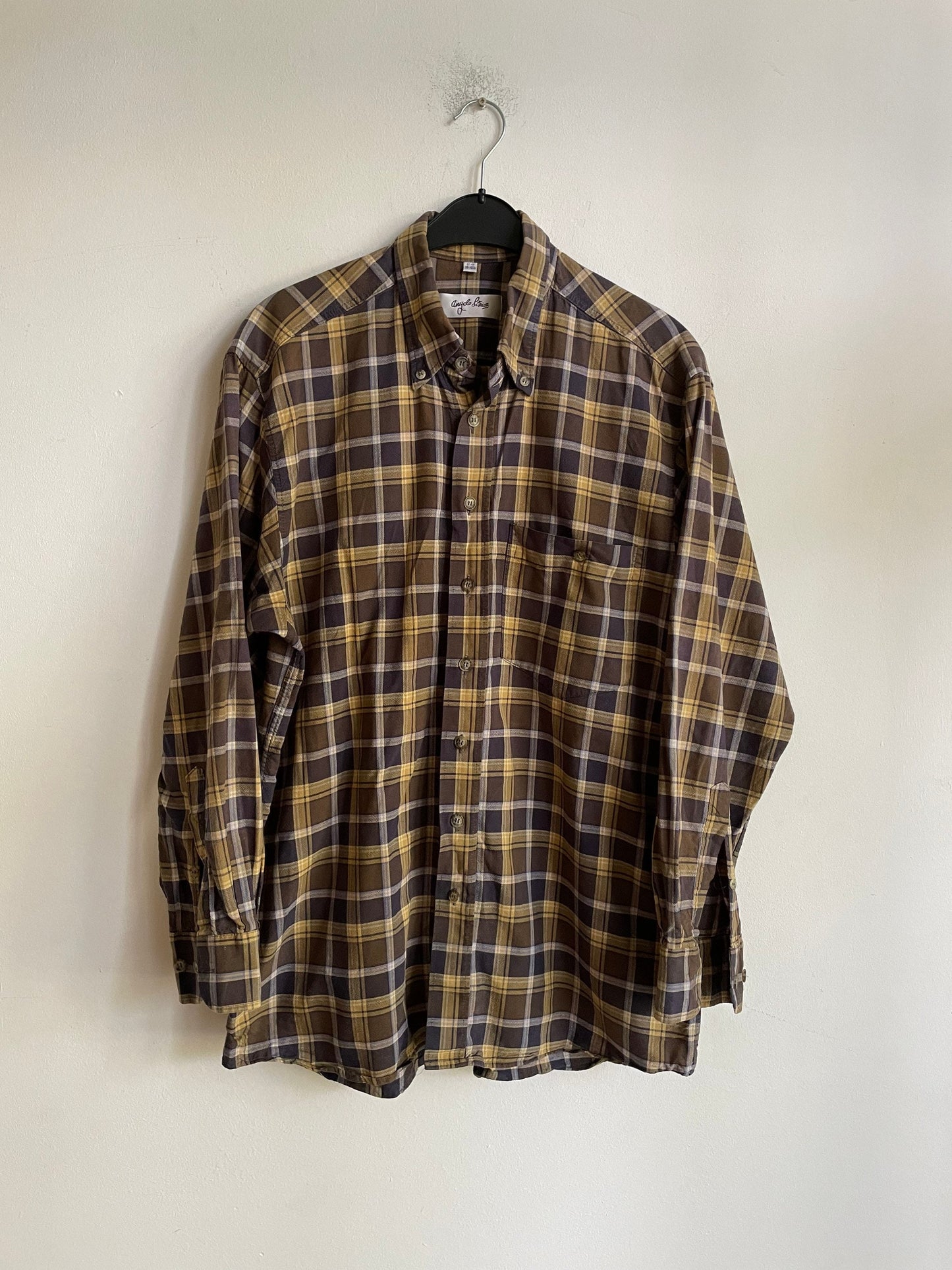 Retro checkered button up shirt, Plaid oversized Vintage lumberjack shirt, Comfortable long painter clothing, School outfit