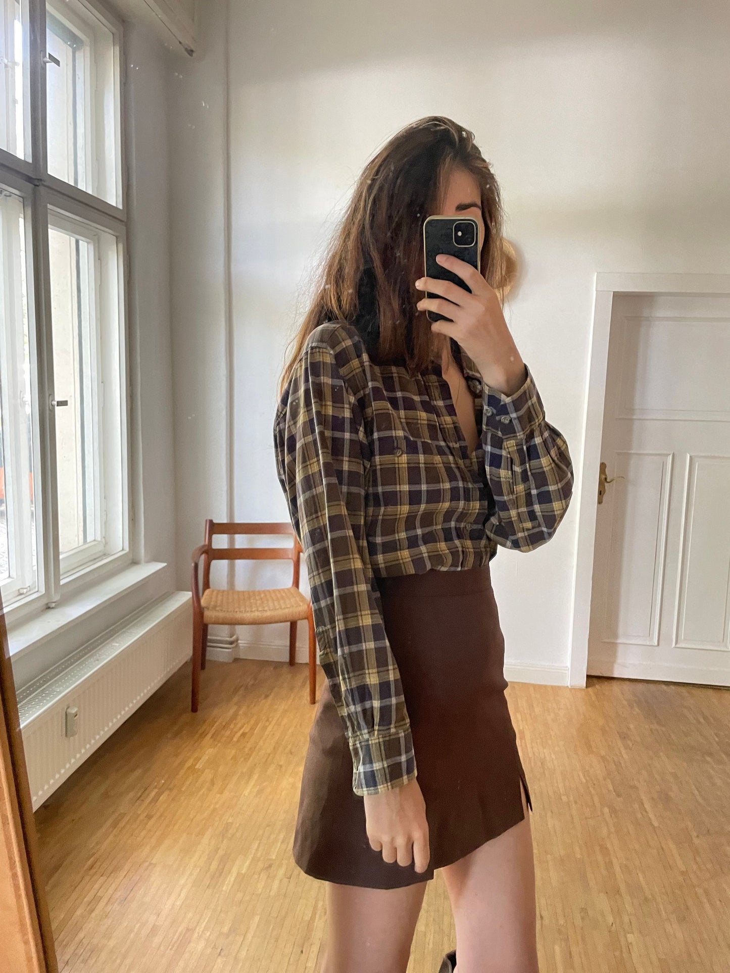 Retro checkered button up shirt, Plaid oversized Vintage lumberjack shirt, Comfortable long painter clothing, School outfit