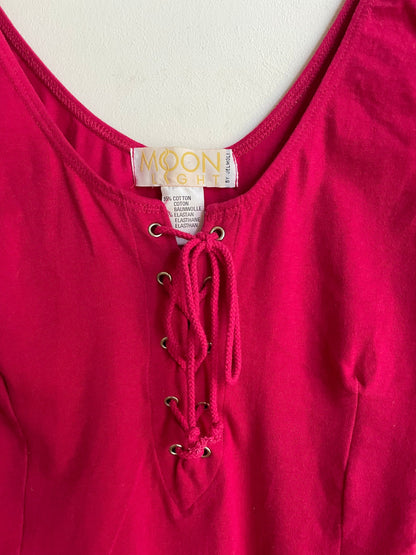 Fuchsia Lace-Up Vintage Bodysuit — additional view 9