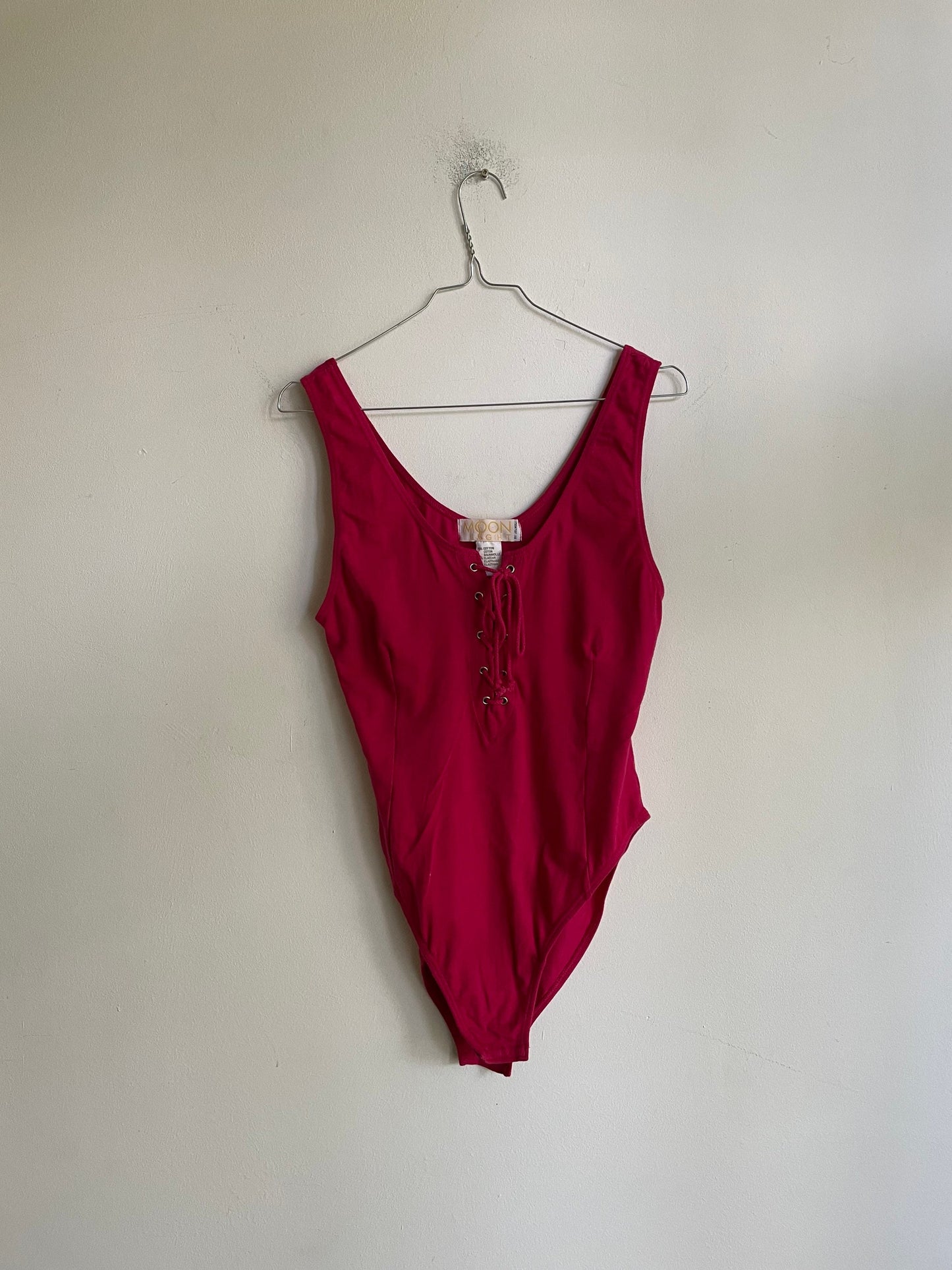 Pink feminine bodysuit, Fuchsia lace up vintage body, Sexy vibrant leotard, Vintage cotton 90s Festival Rave Swimsuit, Swimming Costume Top