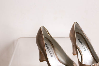 Metallic Block Heel Peep Toe Pumps — additional view 6