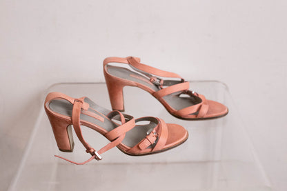 Vintage Pink Strappy ECCO Heels — additional view 6