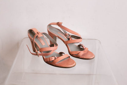 Vintage Pink Strappy ECCO Heels — detail