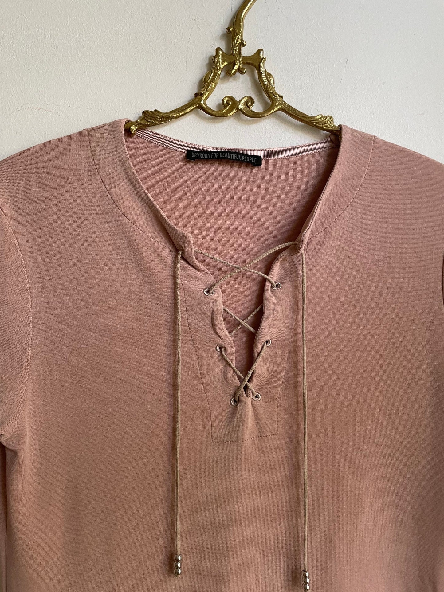 Vintage Drykorn A-line mini dress, Designer Summer clothing, Lightweight dusty pink short tunic dress,