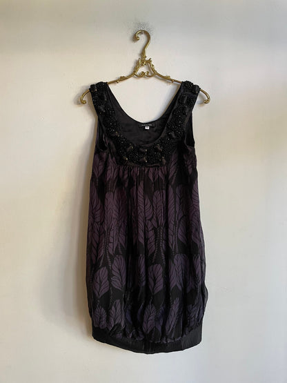Purple Silk Patrizia Pepe bubble dress, Vintage designer embellished mini dress, Cute short dress, Formal dress with embellishments, S - M