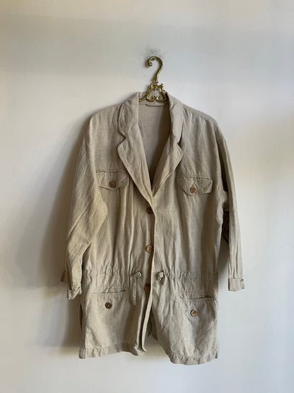 Beige Vintage Linen Women’s Blazer — additional view 8