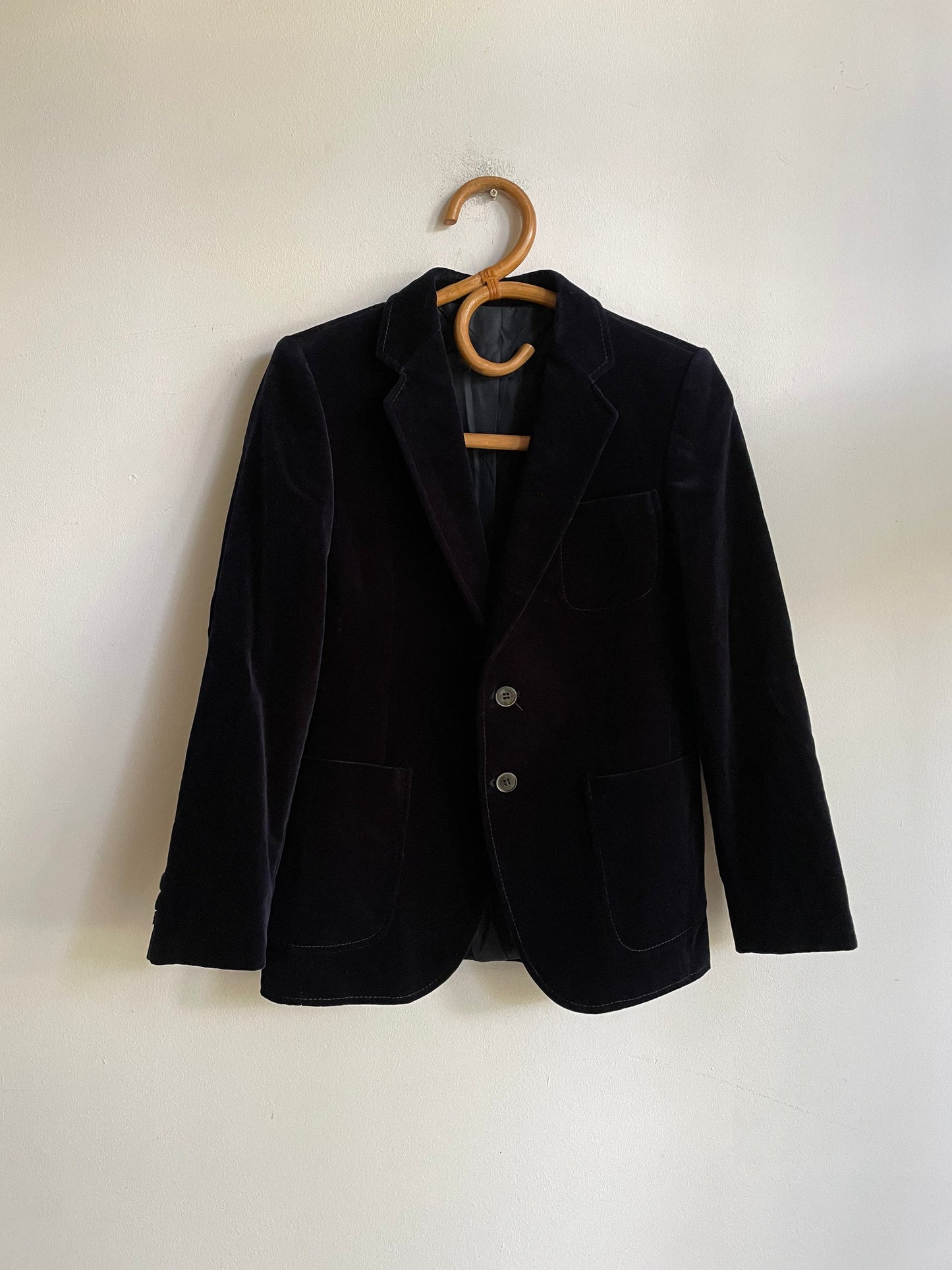 Dark blue velvet women blazer, Vintage Navy formal jacket, Classic wedding suit, Smart jacket, Dark academia blazer, Smart woman outfit, S