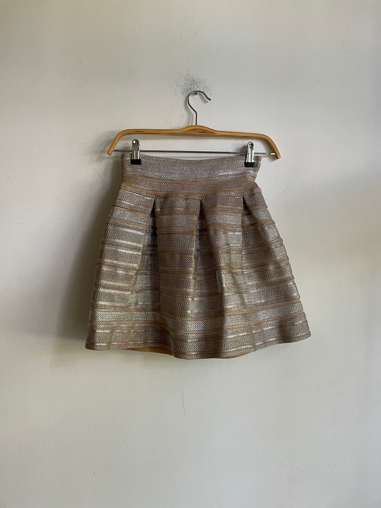 Festive silver and gold high waist mini skirt, Showstopper balloon skirt, New Years eve party outfit, Vintage unique metallic mini skirt