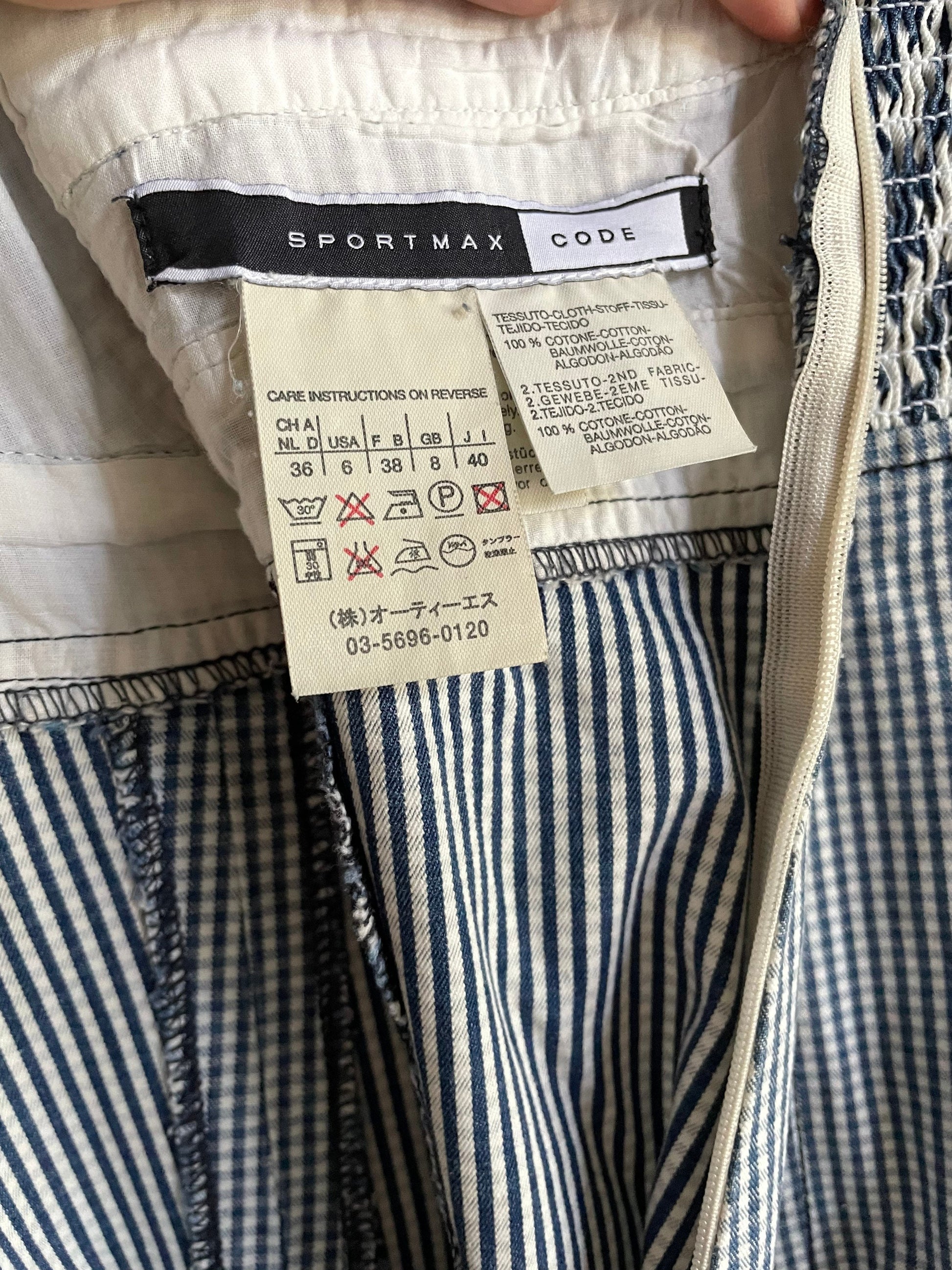 Sportmax Code vintage blue and white summer dress, Designer mini dress, Elegant sweetheart dress, Pleated dress, S