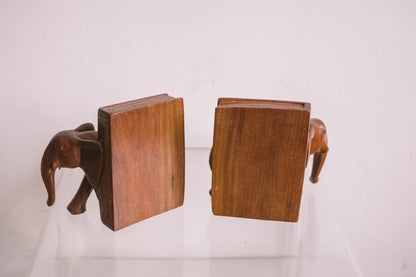 Vintage Boho Wooden Elephant Bookends — additional view 6
