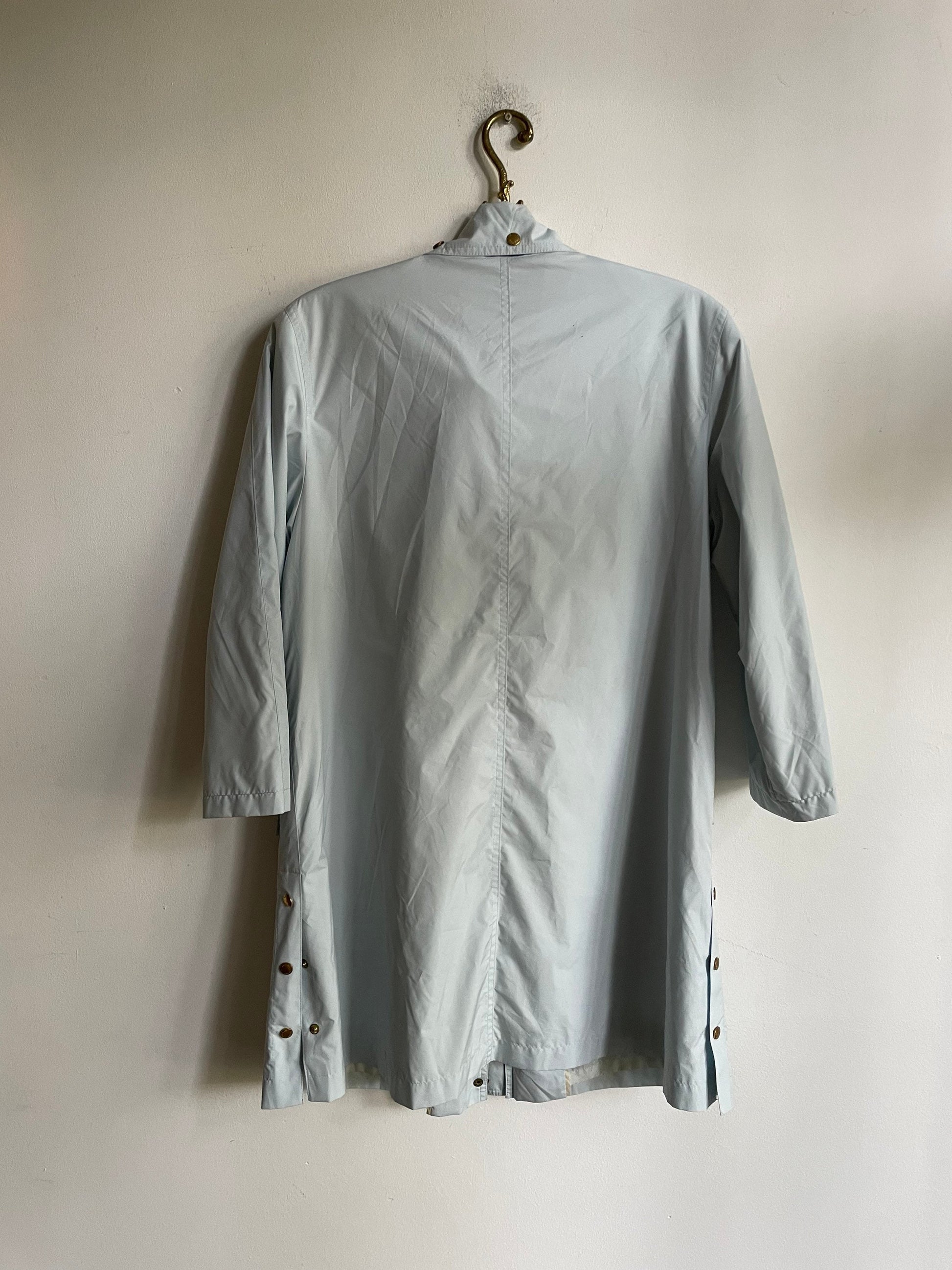 Vintage Cassani Light Blue Trench Coat – Minimalist Spring Jacket – Size EU 36