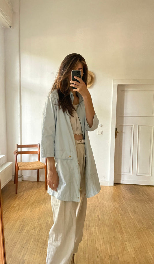 Vintage light blue summer coat, Baby blue modern raincoat, Vintage stylish poncho by Cassani,