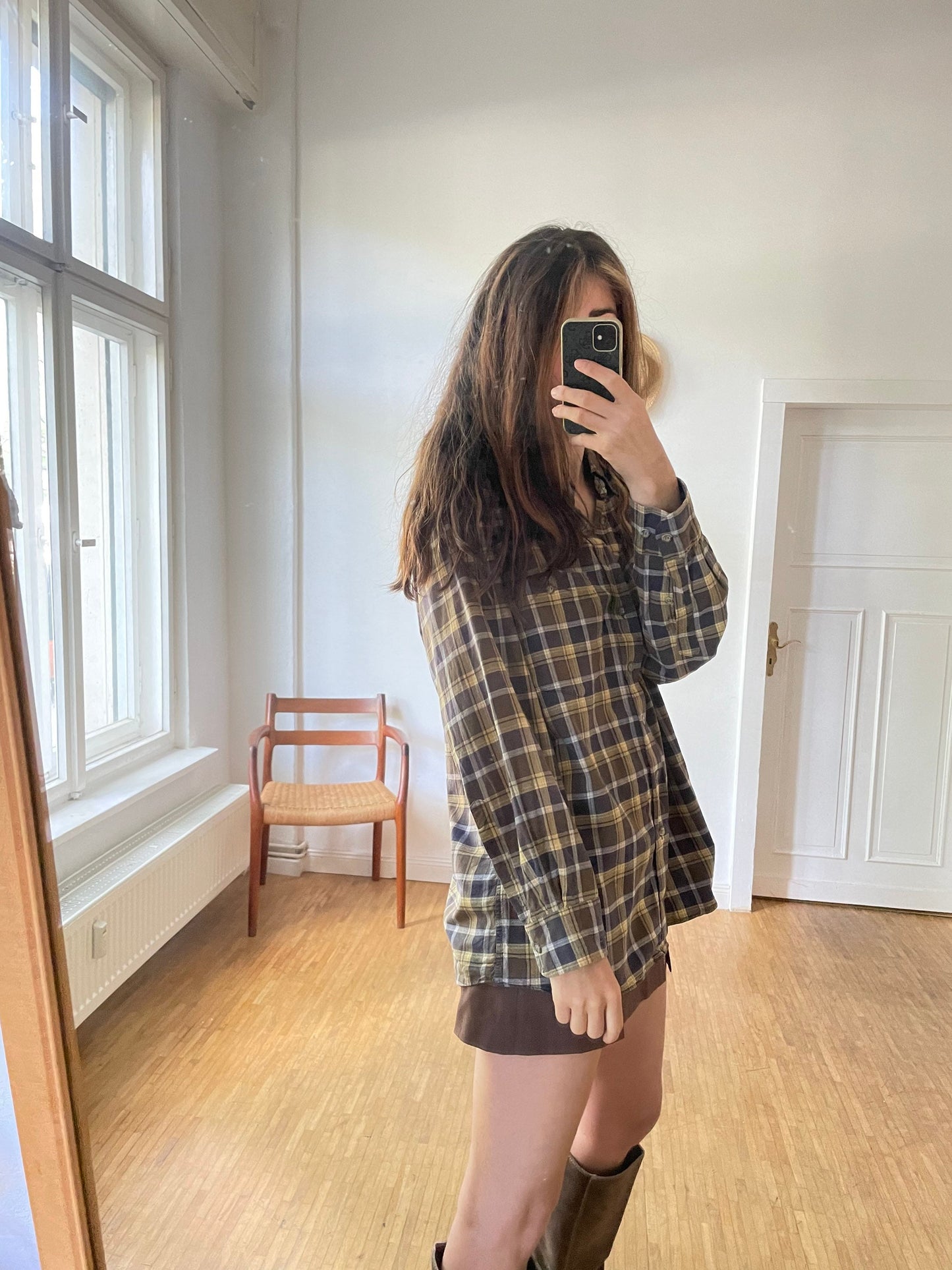 Retro checkered button up shirt, Plaid oversized Vintage lumberjack shirt, Comfortable long painter clothing, School outfit