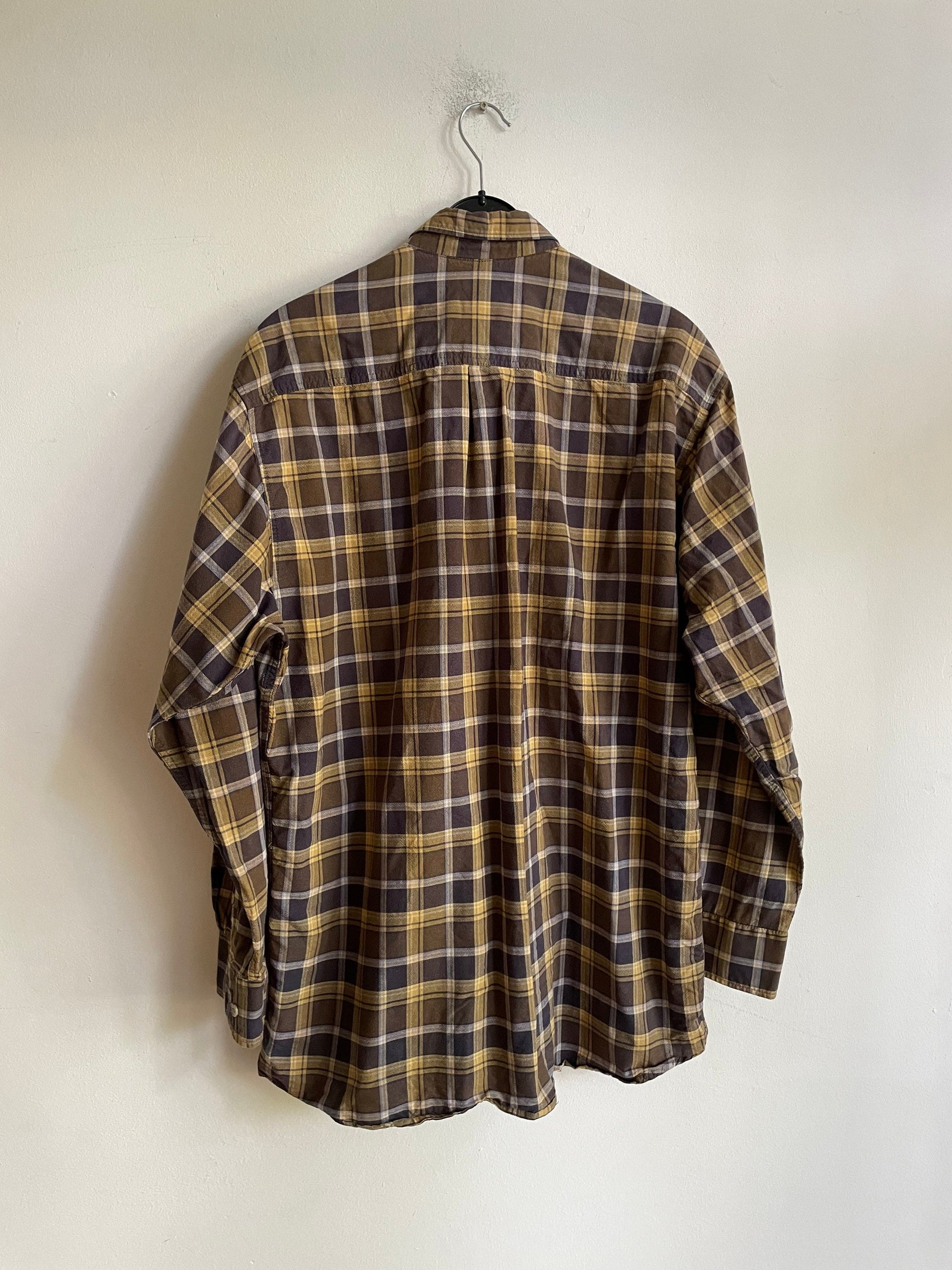 Retro checkered button up shirt, Plaid oversized Vintage lumberjack shirt, Comfortable long painter clothing, School outfit